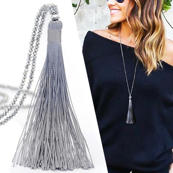 LONG CRYSTAL—SILK TASSEL PENDANT NECKLACES!! GORGEOUS & EXCELLENT QUALITY!! BNWT - Picture 3 of 8